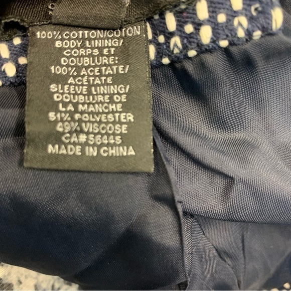 J. Crew navy white printed schoolboy blazer Sz 6 - Picture 9 of 14